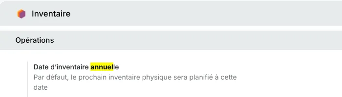 Paramètre Odoo 20 : date d'inventaire annuelle au 31 décembre